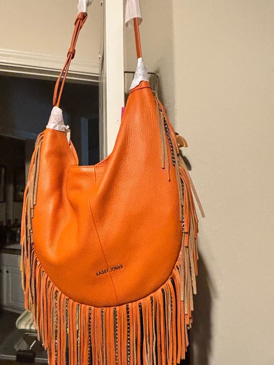 Sassy Jones Handbags - Sassy Jones Vibrant Orange Fringe Shoulder Hobo